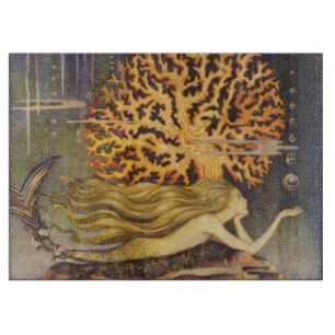 Planche À Découper Conte de fée vintage, petite sirène dans l'océan c