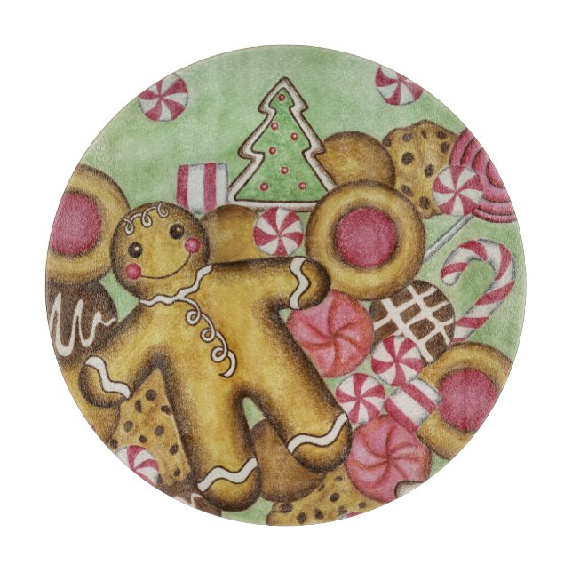 Planche À Découper Cookies de pain d'épice Noël Vacances   (Devant)