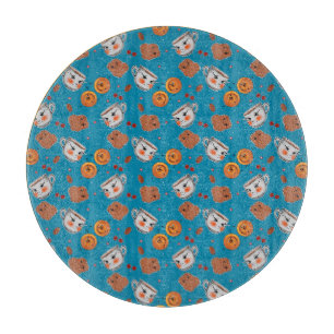 Planche À Découper Cookies, petits pains : motif arrière - plan bleu