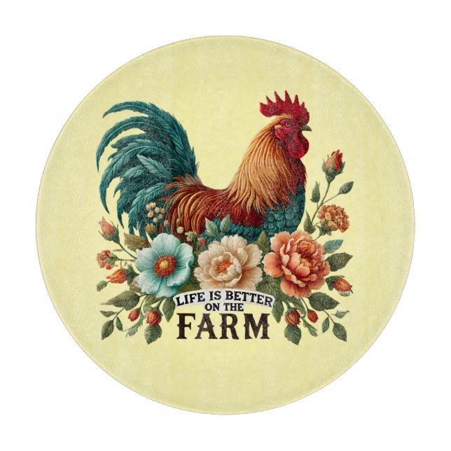 Planche À Découper Coq de vie de ferme mignon  (Devant)