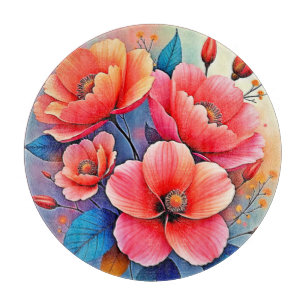 Planche À Découper Coquelicots Élégants : Art de la Nature Radiante