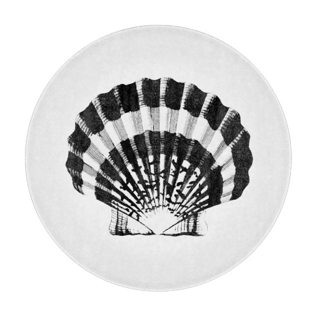 Planche À Découper Coquillage - noir et blanc (Devant)
