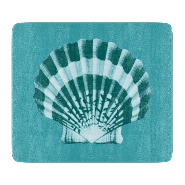 Planche À Découper Coquillage - Tons bleu turquoise (Devant)