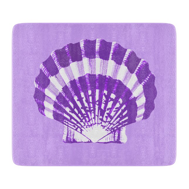 Planche À Découper Coquillage - violet et blanc (Devant)