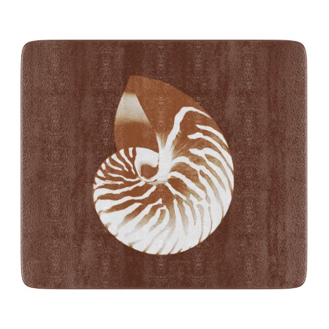 Planche À Découper Coquille de Nautilus - cacao brun et blanc (Devant)