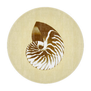 Planche À Découper Coquille de Nautilus - marron, blanc et beige