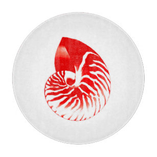 Planche À Découper Coquille de Nautilus - rouge foncé et blanc