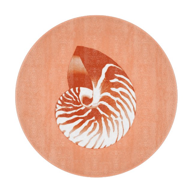 Planche À Découper Coquille de Nautilus - terre cuite et blanc (Devant)