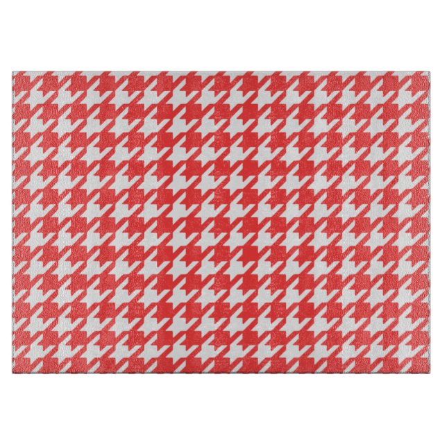 Planche À Découper Corail rouge et blanc Motif Houndstooth (Devant)