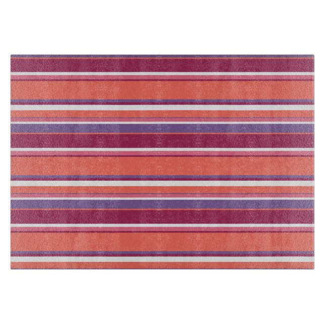 Planche À Découper Corail vivant, bandes rouge et violet (Devant)