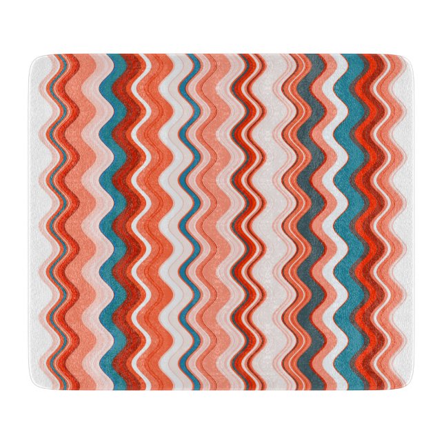 Planche À Découper Coral Rouge Marine Bleu Blancs (Devant)