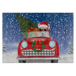 Planche À Découper Corgi Chien Conduisant une Voiture Dans la Neige N