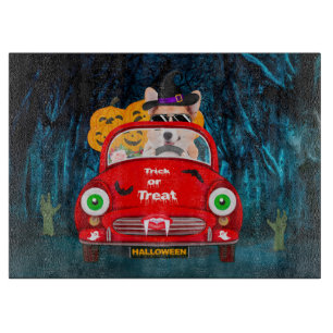 Planche À Découper Corgi Chien Conduite voiture effrayant Halloween