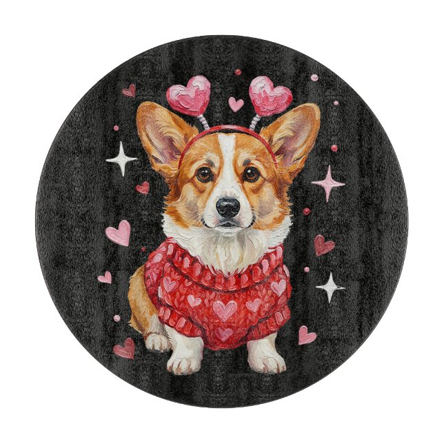 Planche À Découper Corgi Mignon Cœur Saint Valentin (Devant)