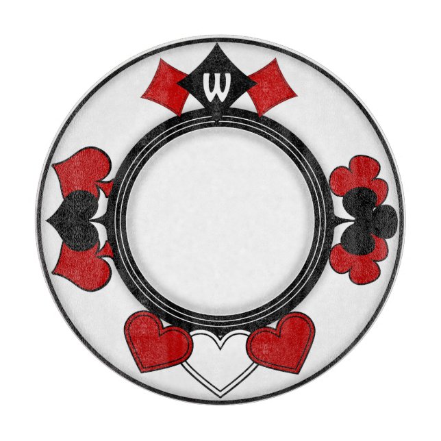 Planche À Découper Costumes Art Déco rouge et noir Monogramme (Devant)