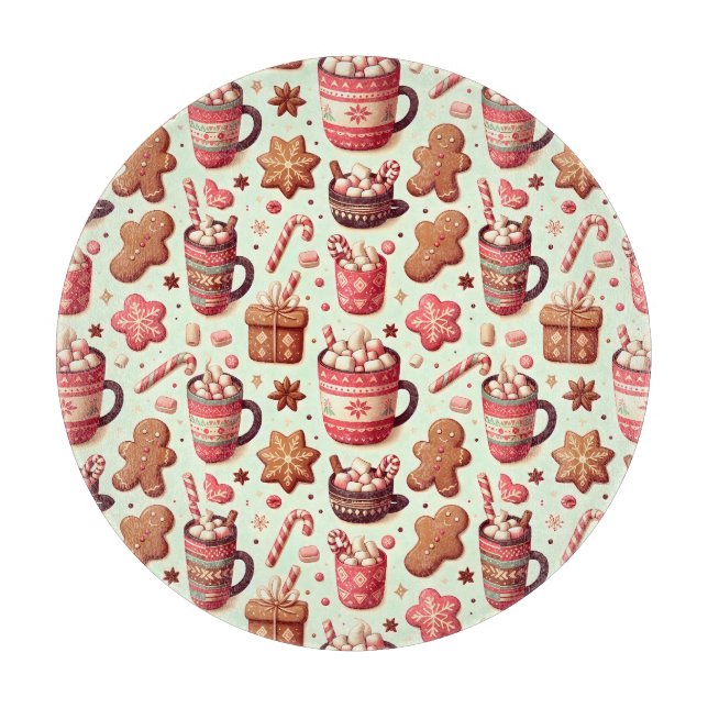 Planche À Découper Cosy Christmas Cocoa and Gingerpain Motif (Devant)