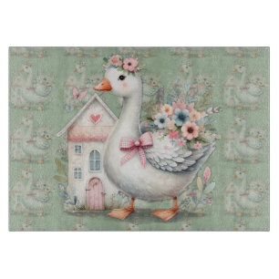 Planche À Découper Cottage Goose Floral House Scène