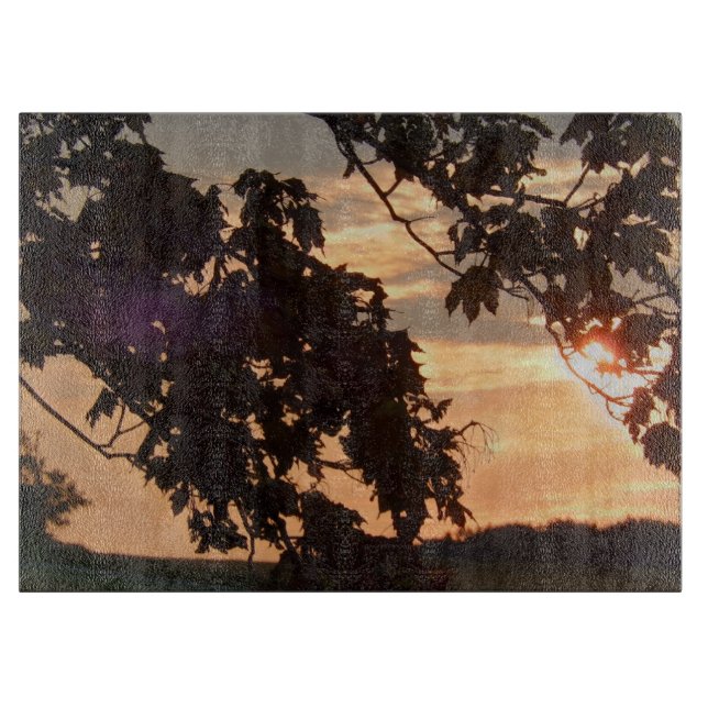 Planche À Découper Coucher de soleil à l'automne dans le pays (Devant)