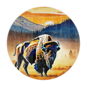 Planche À Découper Coucher de soleil de bison majestueux