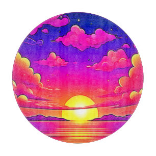Planche À Découper Coucher de soleil rose et violet