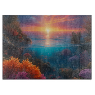 Planche À Découper Coucher de soleil sous-marin Tropical 1