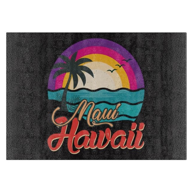 Planche À Découper Coucher de soleil sur la plage de Maui Hawaii avec (Devant)
