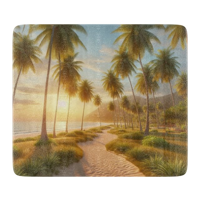 Planche À Découper coucher de soleil sur la plage des Caraïbes/tropic (Devant)