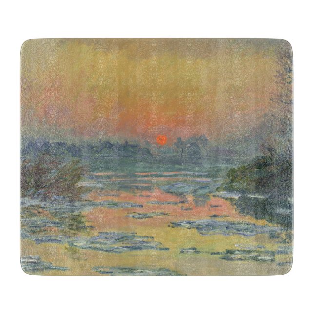 Planche À Découper Coucher de soleil sur la Seine en hiver (Claude Mo (Devant)