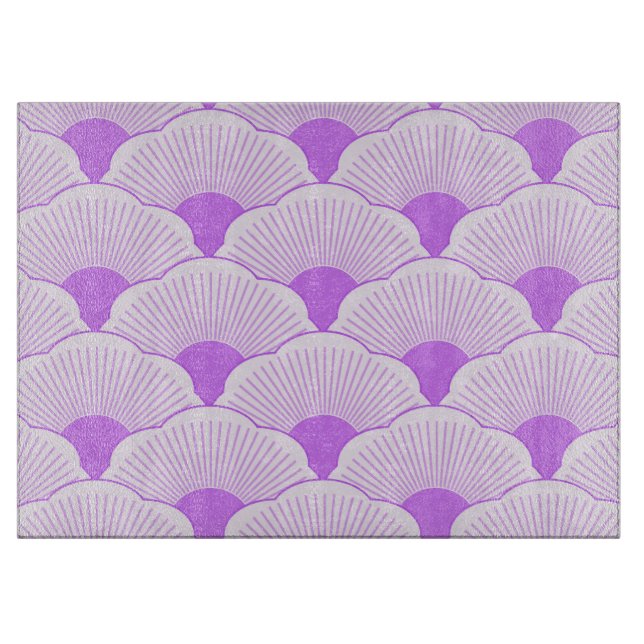 Planche À Découper Coucher de soleil, violet tonique, texture béton (Devant)