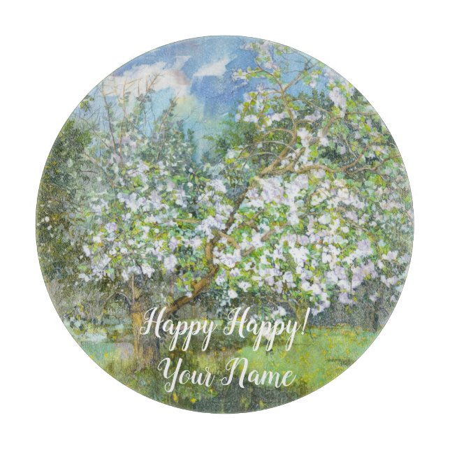 Planche À Découper Couleur d'aquarelle fleurie (Devant)