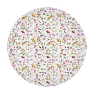 Planche À Découper couleur d'eau fleurie motif - rose, violet, vert
