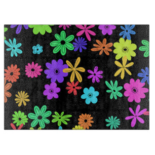 Planche À Découper Couleur Pop Cute Fleurs Verre Découpe