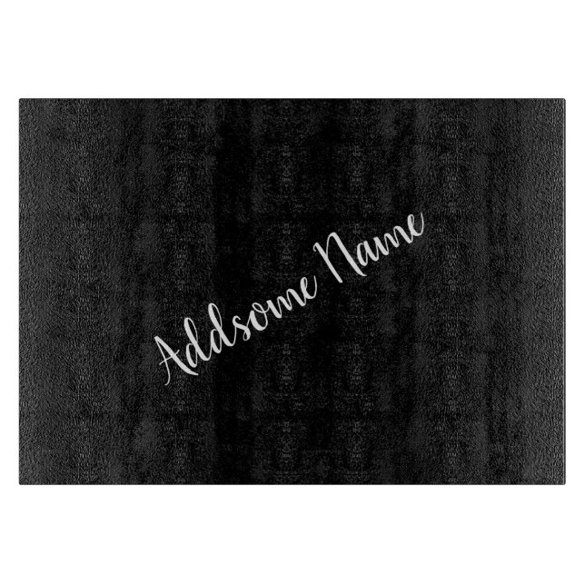 Planche À Découper Couleur solide Moderne Noir de base Monogramme (Devant)