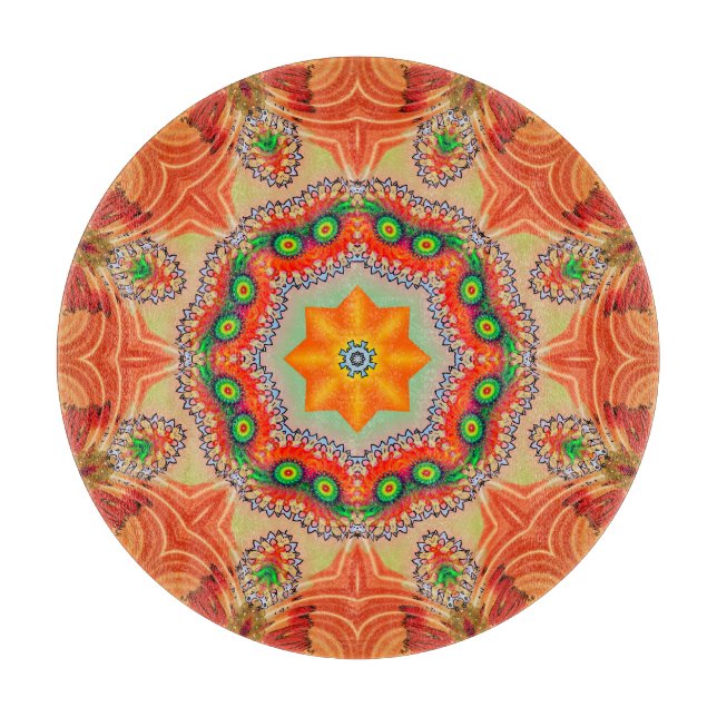 Planche À Découper Couleurs d'énergie vibrantes : design mandala. (Devant)
