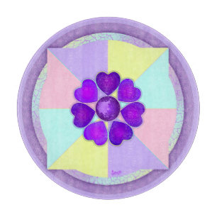 Planche À Découper Couleurs pastel & coeurs violets battre