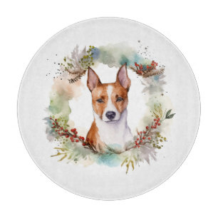 Planche À Découper Coupe de fête de la couronne de Noël Basenji