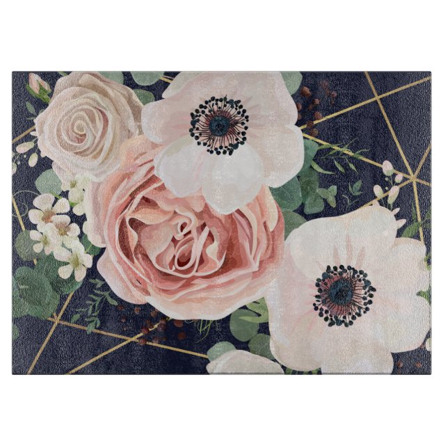 Planche À Découper Coupe de verre personnalisée Marine géométrique Ja (Devant)