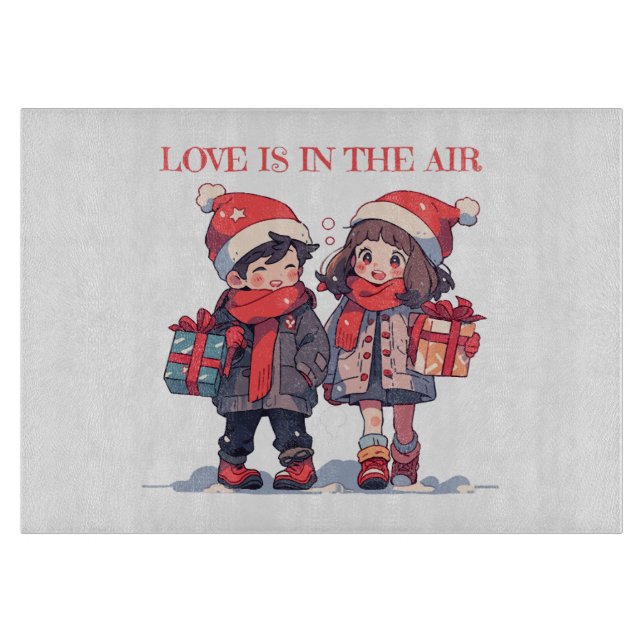 Planche À Découper Couple de Noël - L'amour est dans l'air (Devant)