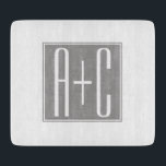 Planche À Découper Couples Initails or Other Text | White & Grey<br><div class="desc">Customizable couples initials or any other text.</div>