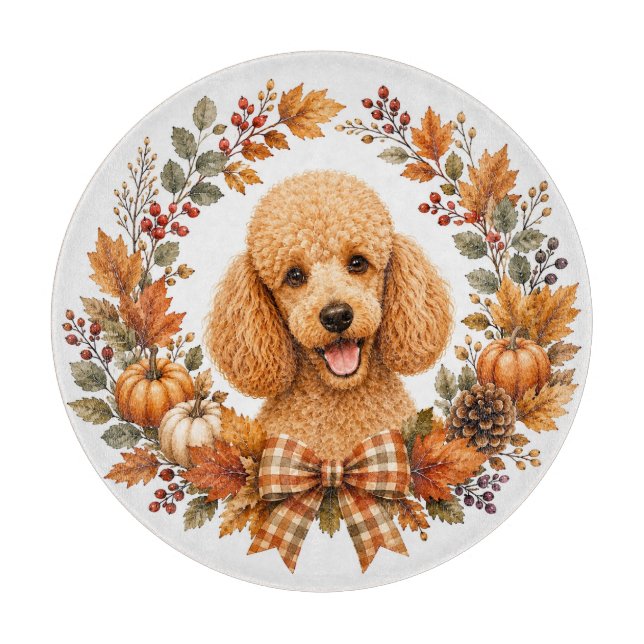 Planche À Découper Couronne d'automne Caniche (Devant)