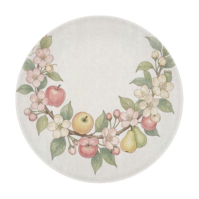 Planche À Découper Couronne de fruits de fleurs de pommier Botanique  (Devant)