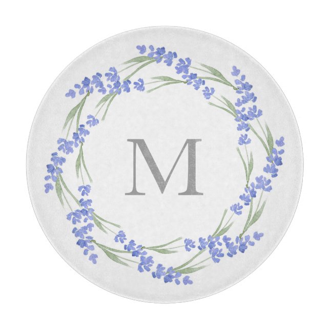 Planche À Découper Couronne de lavande à l'aquarelle  (Devant)