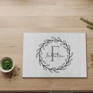 Planche À Découper Couronne de monogramme scandinave botanique minima