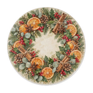Planche à découper Couronne de Noël Citron Rustiqu