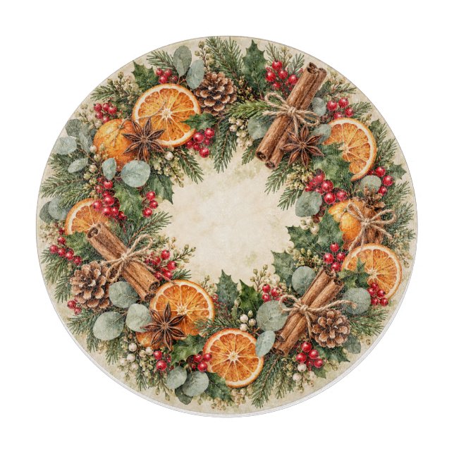 Planche à découper Couronne de Noël Citron Rustiqu (Devant)