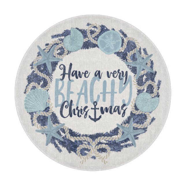 Planche À Découper Couronne de Noël Côtière Tropicale Coquillage -Ble (Devant)