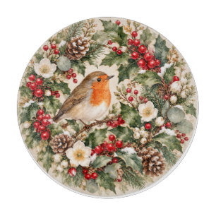Planche à découper Couronne de Noël Robin aquarell