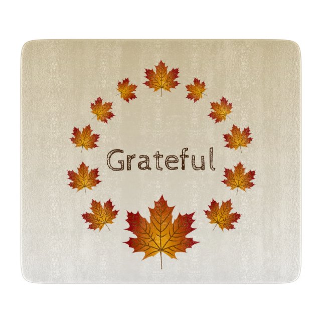Planche À Découper Couronne de Thanksgiving Grateful Simple Feuilles  (Devant)