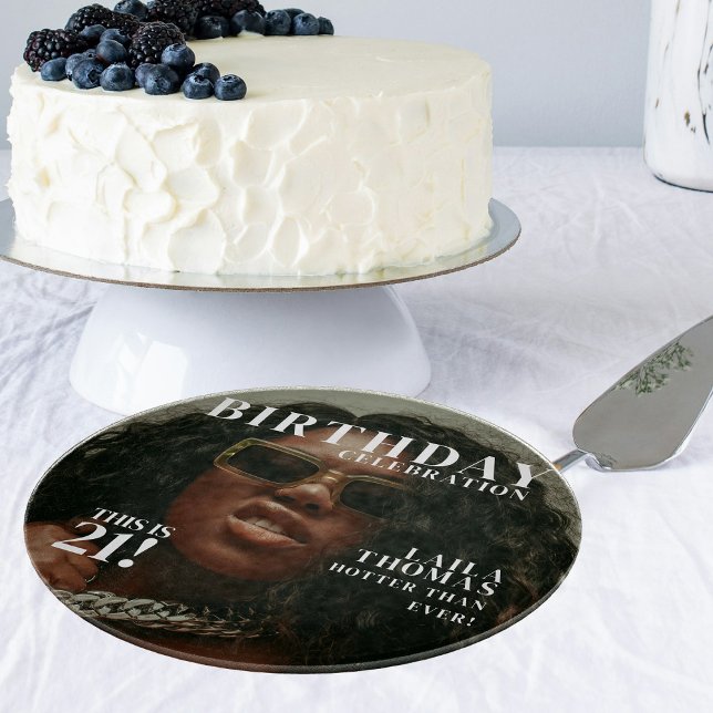 Planche À Découper Couverture de magazine de fête d'anniversaire sur  (Custom Photo Birthday Party Magazine Cover Cutting Board)