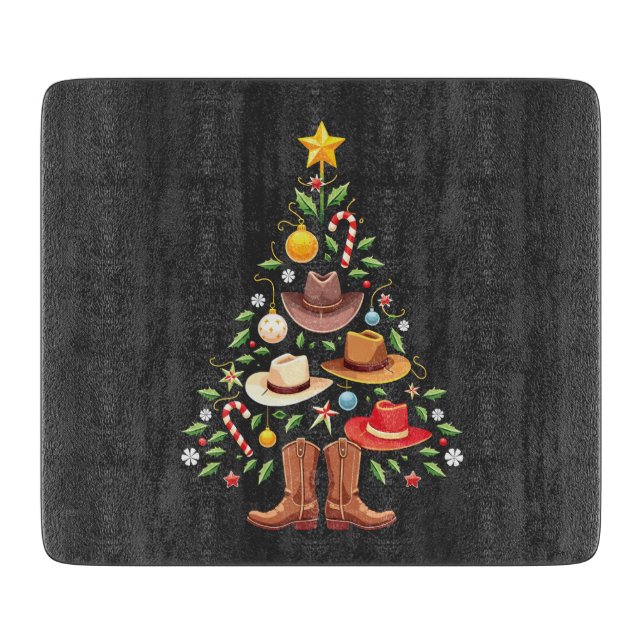Planche À Découper Cowboy Western Christmas Tree Père Noël (Devant)